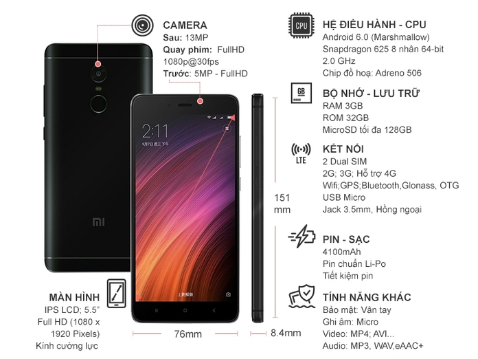XIAOMI REDMI NOTE 4 ĐEN