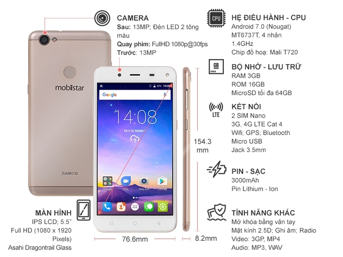 MOBIISTAR ZUMBO S2 VÀNG