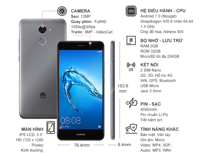 HUAWEI Y7 PRIME XÁM