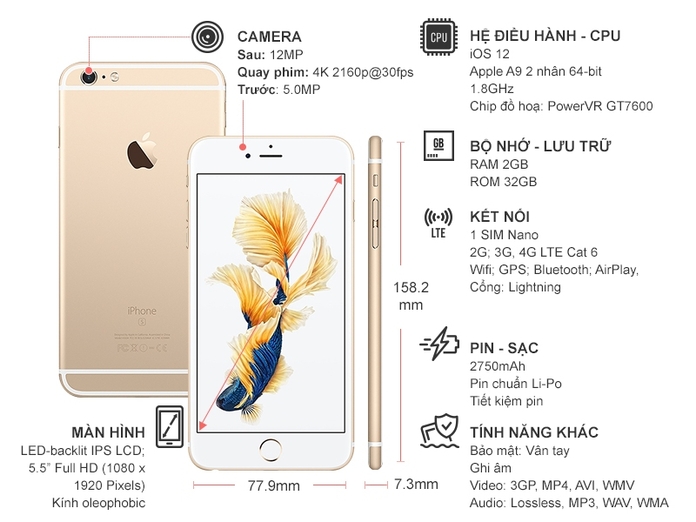 Điện thoại iPhone 6s Plus 32GB Gold
