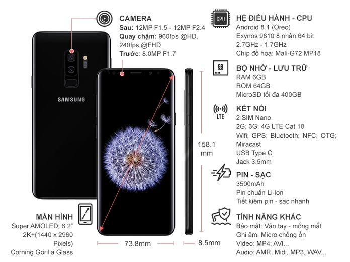 SAMSUNG GALAXY S9 PLUS 64GB ĐEN