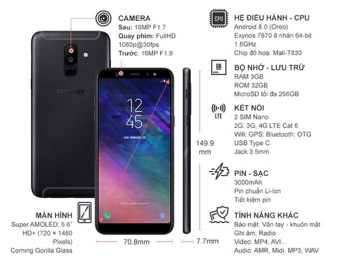 SAMSUNG GALAXY A6 MÀU ĐEN (2018)