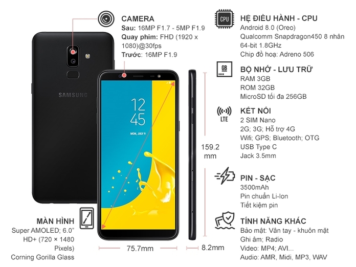 SAMSUNG GALAXY J8 MÀU ĐEN