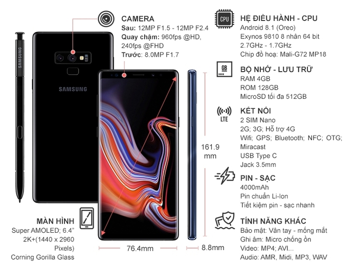 SAMSUNG GALAXY NOTE9 ĐEN