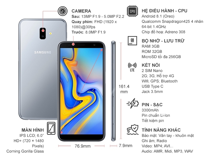 SAMSUNG GALAXY J6+ XÁM