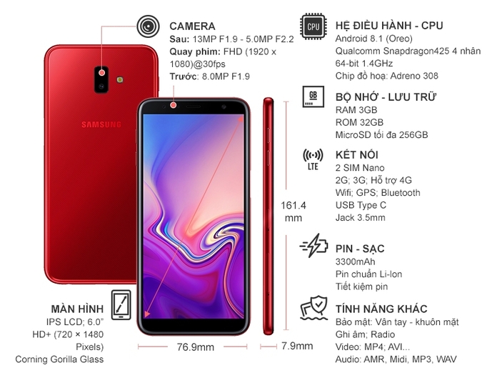 SAMSUNG GALAXY J6+ ĐỎ