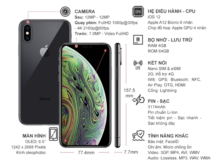 Điện thoại iPhone XS Max 64GB Grey