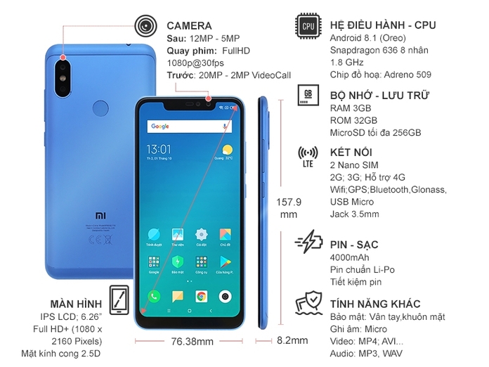 XIAOMI REDMI NOTE 6 PRO XANH 32GB