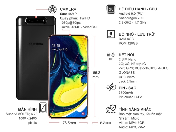 SAMSUNG GALAXY A80 128GB ĐEN