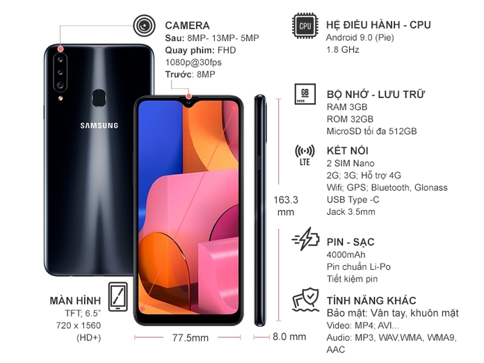 Samsung Galaxy A20s 32GB Đen