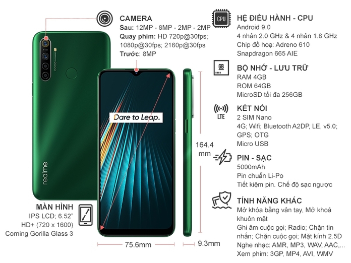 Điện thoại Realme 5i (4GB/64GB) Xanh lá cây