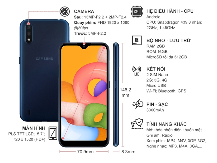 Samsung Galaxy A01 Xanh
