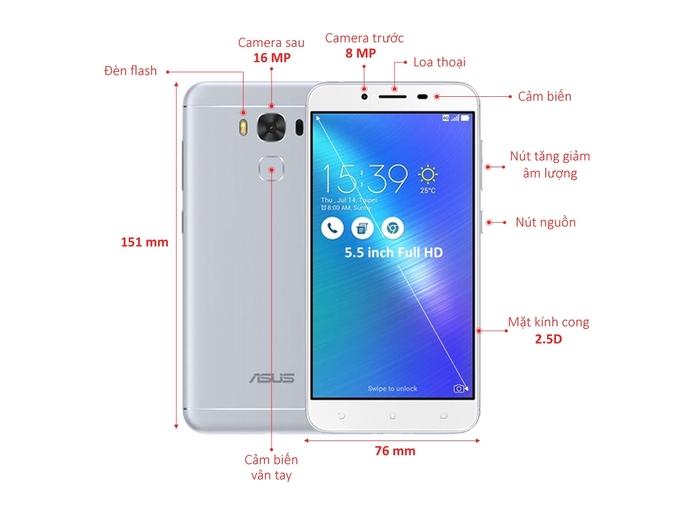 ASUS ZENFONE 3 MAX 5.5" ZC553KL BẠC