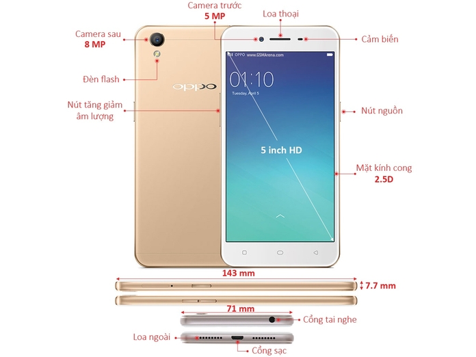 OPPO A37 MÀU VÀNG