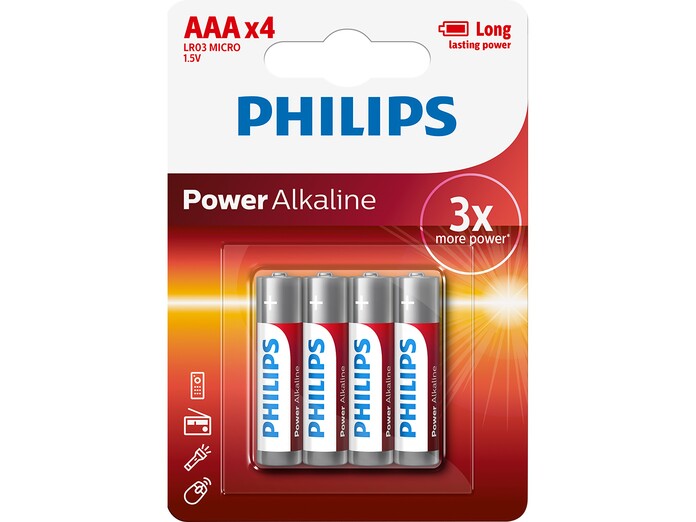 Pin AAA 4 viên Alkaline Philips LR03P4B