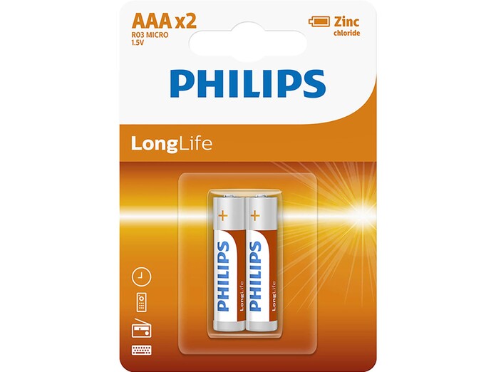 Pin AAA 2 viên Zinc Carbon Philips R03L2B