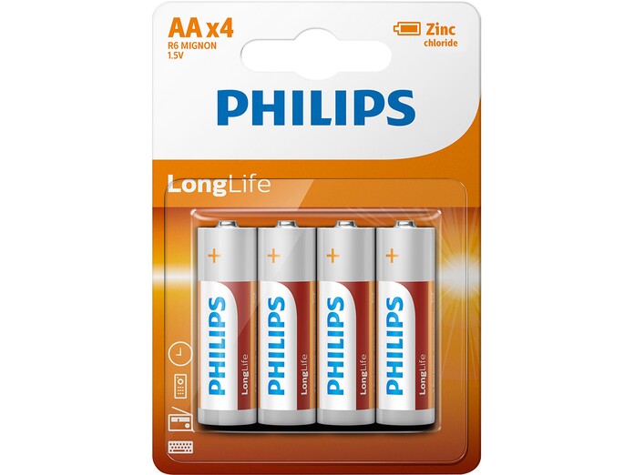 Pin AA 4 viên Zinc Carbon Philips R6L4B