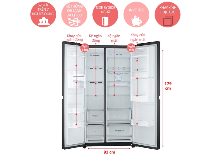 TỦ LẠNH LG INVERTER 626 LÍT GR-R247LGB