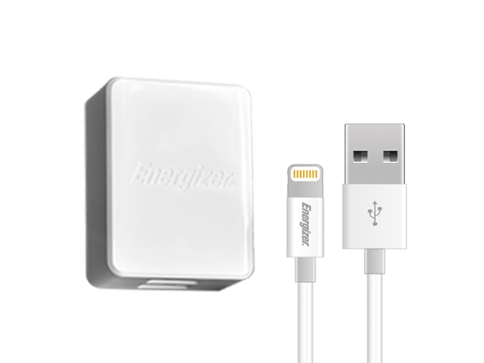 Củ sạc 2.4A kèm cáp lightning Energizer ACA2CEUULI3 chính hãng