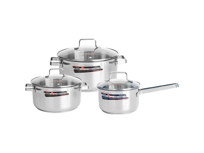 Bộ nồi Inox Happy Cook Milan HC-06MLGX giá rẻ tại Nguyễn Kim
