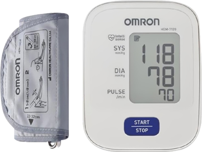Máy Đo Huyết Áp Bắp Tay Omron HEM-7120 mặt chính diện