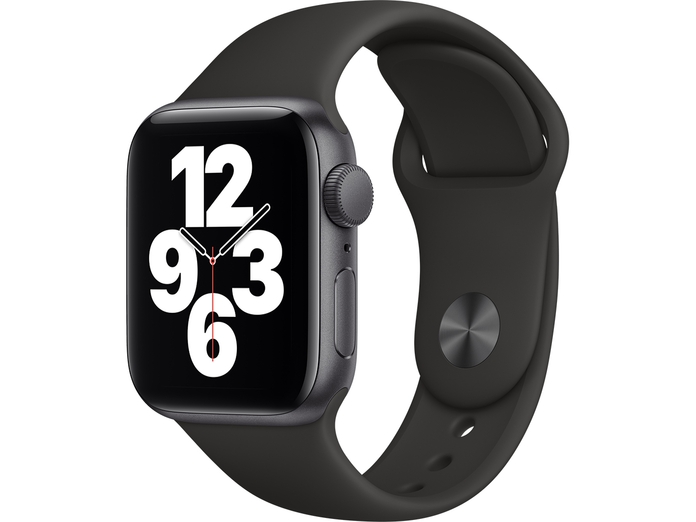 Apple Watch SE GPS 40mm Vỏ nhôm Dây cao su Đen mặt nghiêng trái