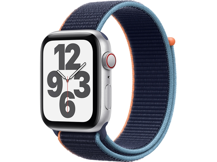 Apple Watch SE LTE 44mm Vỏ nhôm Dây vải Xanh navy mặt nghiêng trái
