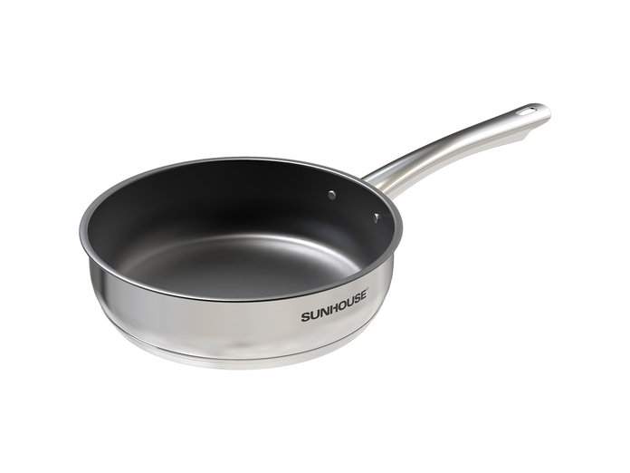 Chảo inox chống dính 5 đáy Sunhouse IN26M2 26cm mặt nghiêng phải