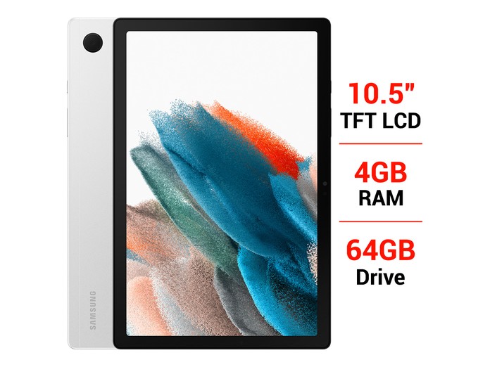 Máy tính bảng Samsung Galaxy Tab A8 64GB Bạc (2022) mặt trước sau
