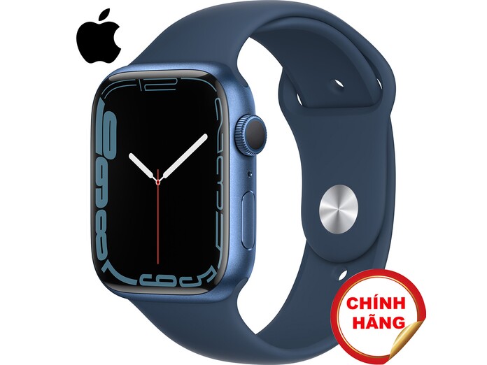 Apple Watch S7 GPS 45mm viền nhôm dây cao su Xanh dương mặt bên nghiêng phải