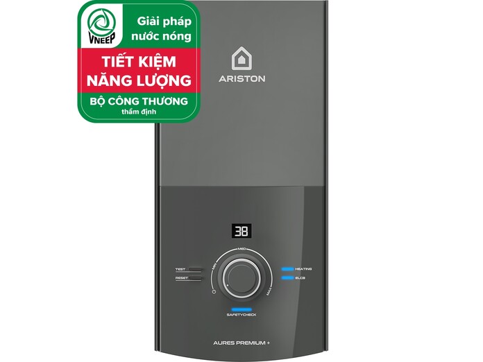 Máy nước nóng Ariston AURES Premium+ 4.5 mặt chính diện