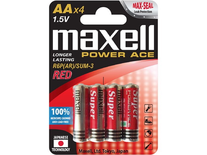 Pin Super Ace AA vỉ 4 viên Maxell R6P(AR)4P