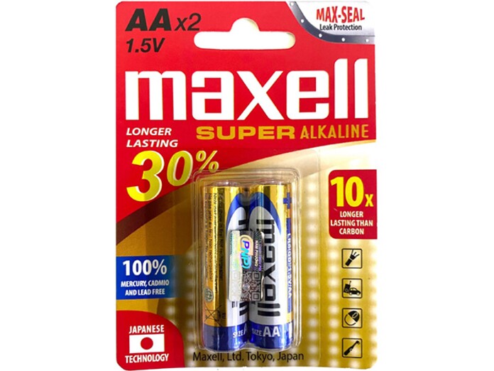 Pin Super Alkaline AA vỉ 2 viên Maxell LR6AAPRO