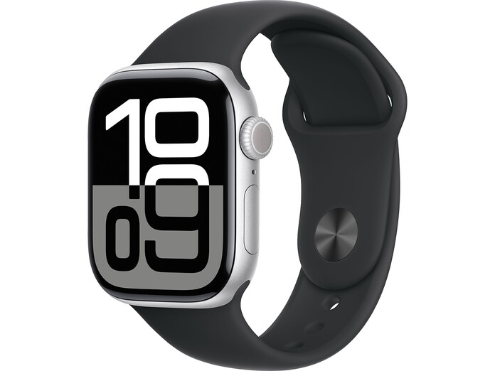 Apple Watch Series 10 GPS + Cellular 42mm Silver Aluminium Case with Denim Sport Band - M/L