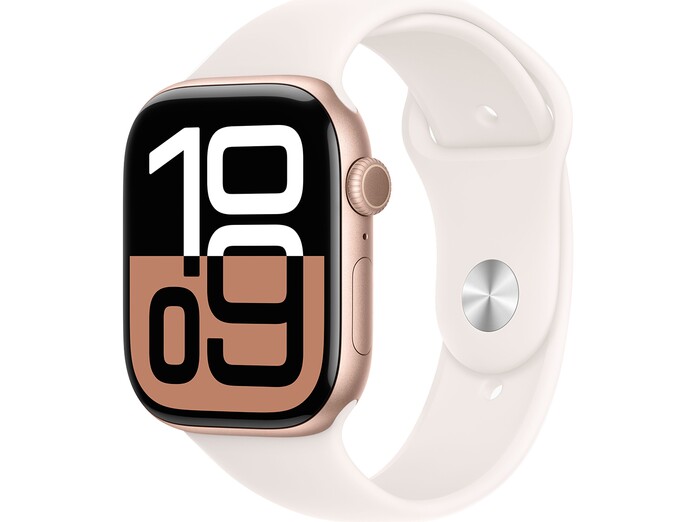 Apple Watch Series 10 GPS + Cellular 42mm Rose Gold Aluminium Case with Light Blush Sport Band - M/L