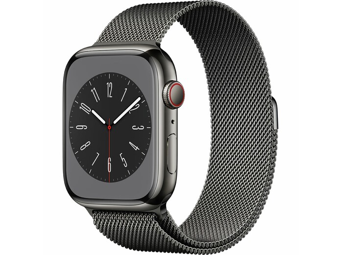 Apple Watch S8 LTE 41mm viền thép dây thép Graphite MNJM3VN/A nghiêng trái